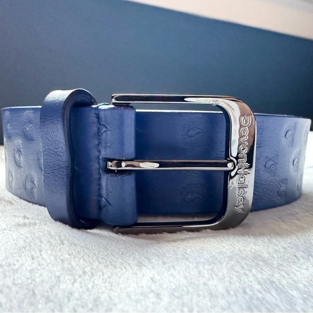 Devon Halsey Womens Royal Blue Leather Golf Belt Small embossed logo Limited Ed